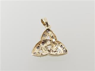 14K Yellow Gold APX 1/10 CTW Irish Celtic Trinity Pendant